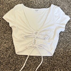 Cotton On Cream Tie-Front Crop Top